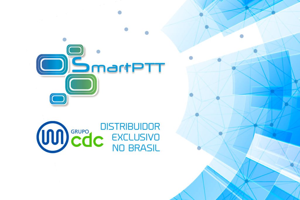 Ilustração com o logo SmartPTT e do Grupo CDC Telecom